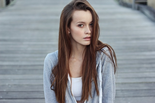 woman with long hair.
